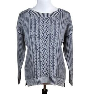 PBJ Blues Women's Denim Style Knit Sweater with Back Exposed Zipper, Size M, New